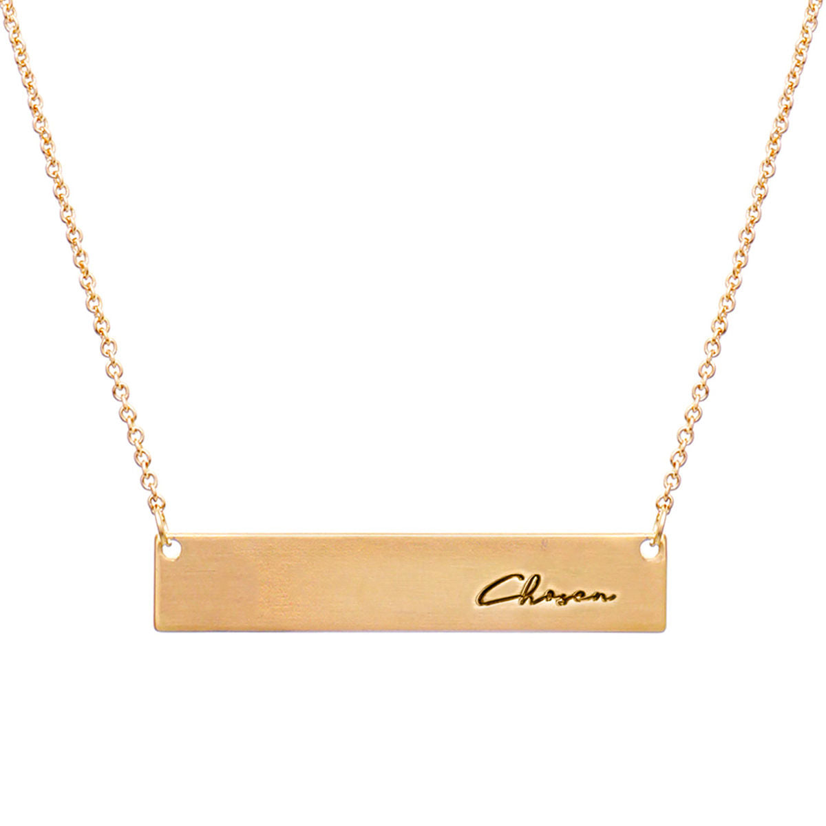 Gold Script Chosen Plate Necklace|16 + 3 inches - Premium Wholesale Jewelry from Pinktown - Just $7! Shop now at chiquestyles