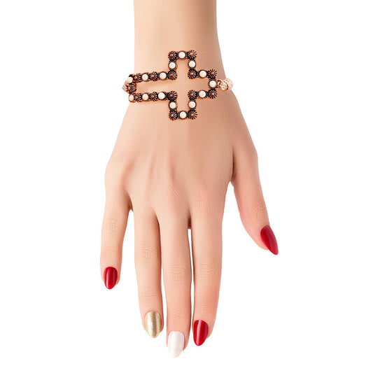 Rose Gold Cross Rope Bracelet|Adjustable - Premium Wholesale Jewelry from Pinktown - Just $8! Shop now at chiquestyles