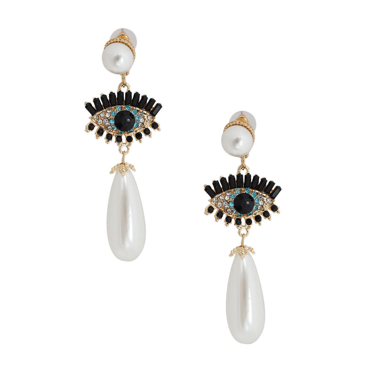 Cream Teardrop Evil Eye Earrings|3.25 inches - Premium Wholesale Jewelry from Pinktown - Just $10! Shop now at chiquestyles