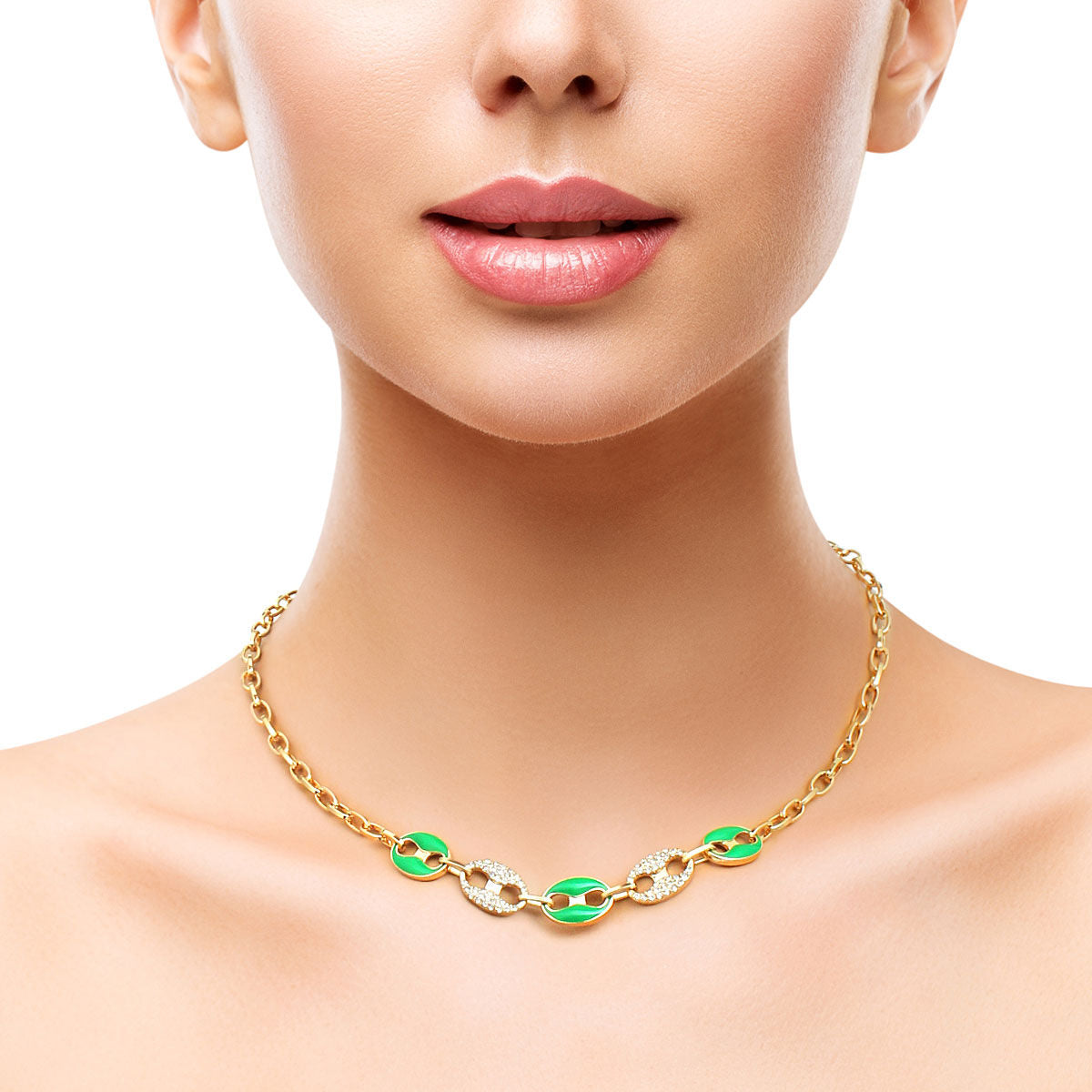 Green Gold Mariner Chain Necklace|16 + 3 inches - Premium Wholesale Jewelry from Pinktown - Just $11! Shop now at chiquestyles