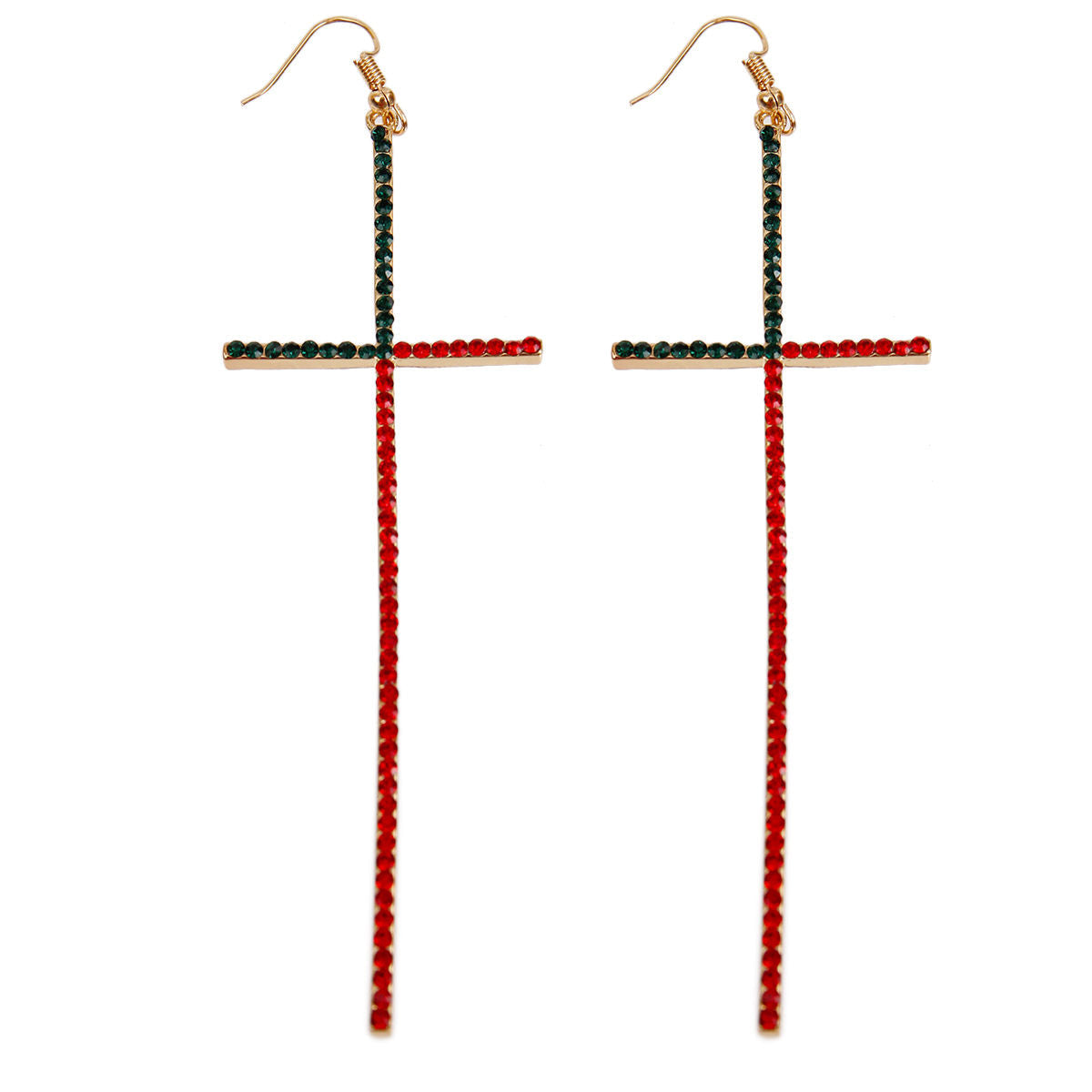 Designer Style Pave Rhinestone Cross Drop Earrings|4.25 inches - Premium Wholesale Jewelry from Pinktown - Just $10! Shop now at chiquestyles