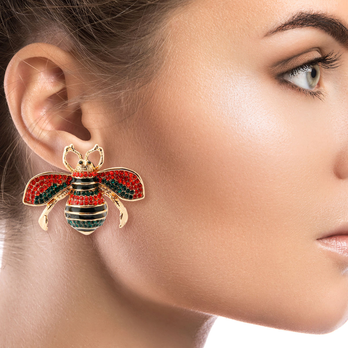 Rhinestone Bee Stud Earrings|1.5 inches - Premium Wholesale Jewelry from Pinktown - Just $14! Shop now at chiquestyles