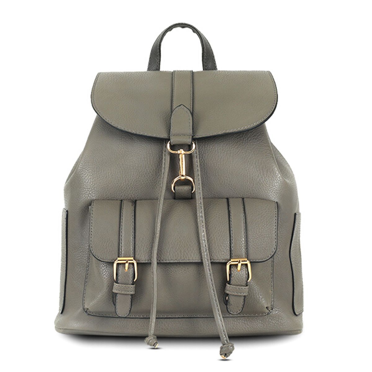Gray Buckle Flap Backpack - Premium Wholesale Fashion Accessories from Pinktown - Just $34! Shop now at chiquestyles