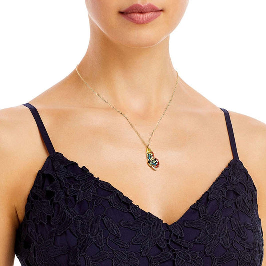 Rainbow Rhinestone Butterfly Wing Necklace|18 + 3 inches - Premium Wholesale Jewelry from Pinktown - Just $6! Shop now at chiquestyles