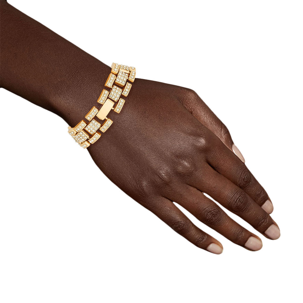 Iced Gold Watch Band Chain Bracelet|8 inches - Premium Wholesale Jewelry from Pinktown - Just $13! Shop now at chiquestyles