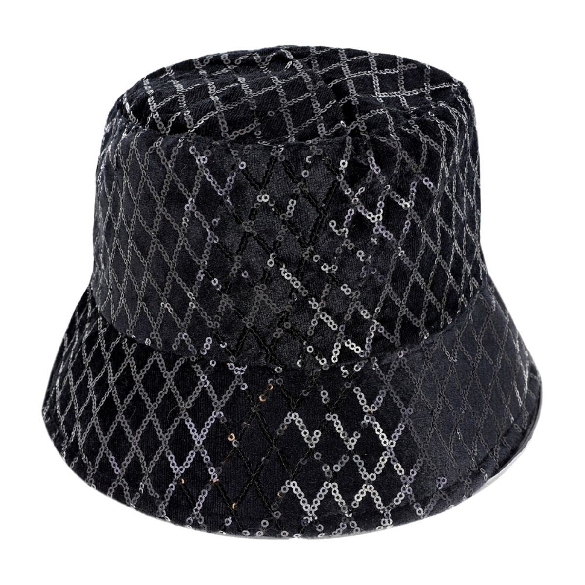 Black Sequin Diamond Stitch Bucket Hat - Premium Wholesale Fashion Accessories from Pinktown - Just $18! Shop now at chiquestyles