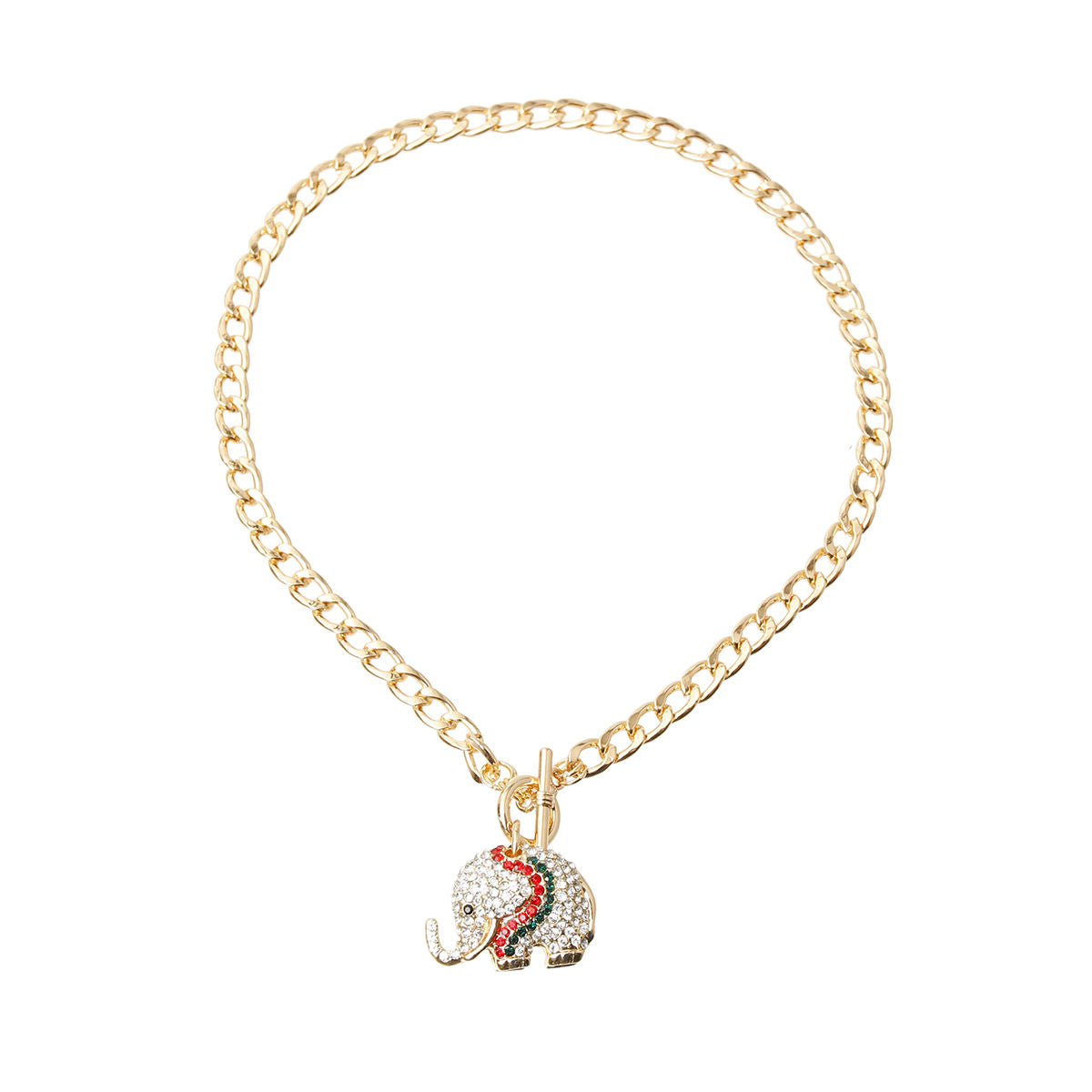 Rhinestone Elephant Toggle Necklace - Premium Wholesale Jewelry from Pinktown - Just $12! Shop now at chiquestyles