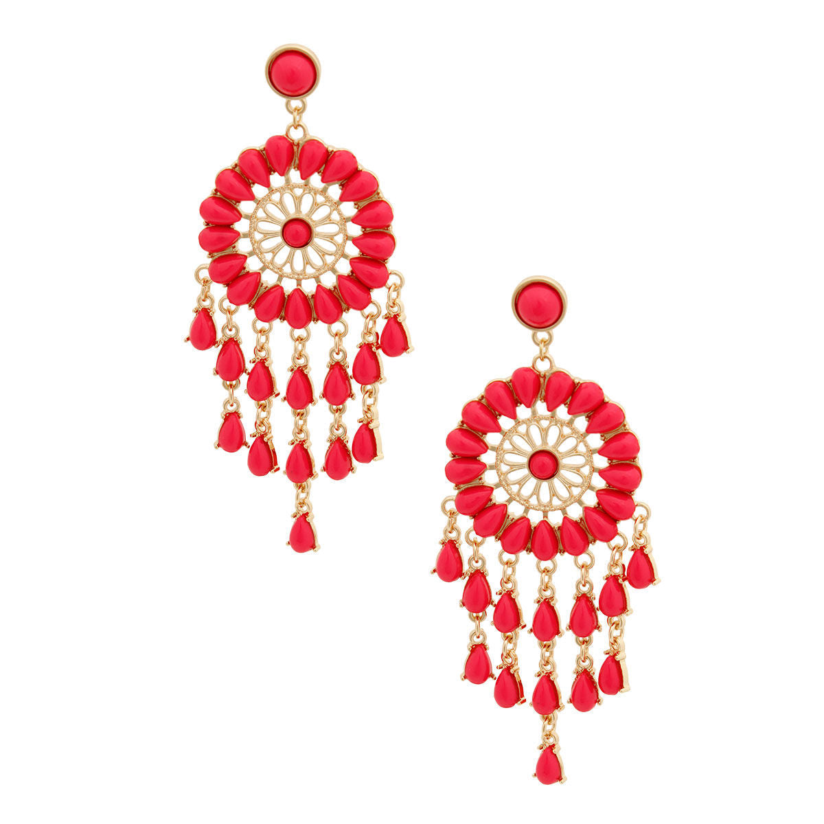 Pink Bead Dream Catcher Earrings - Premium Wholesale Jewelry from Pinktown - Just $15! Shop now at chiquestyles