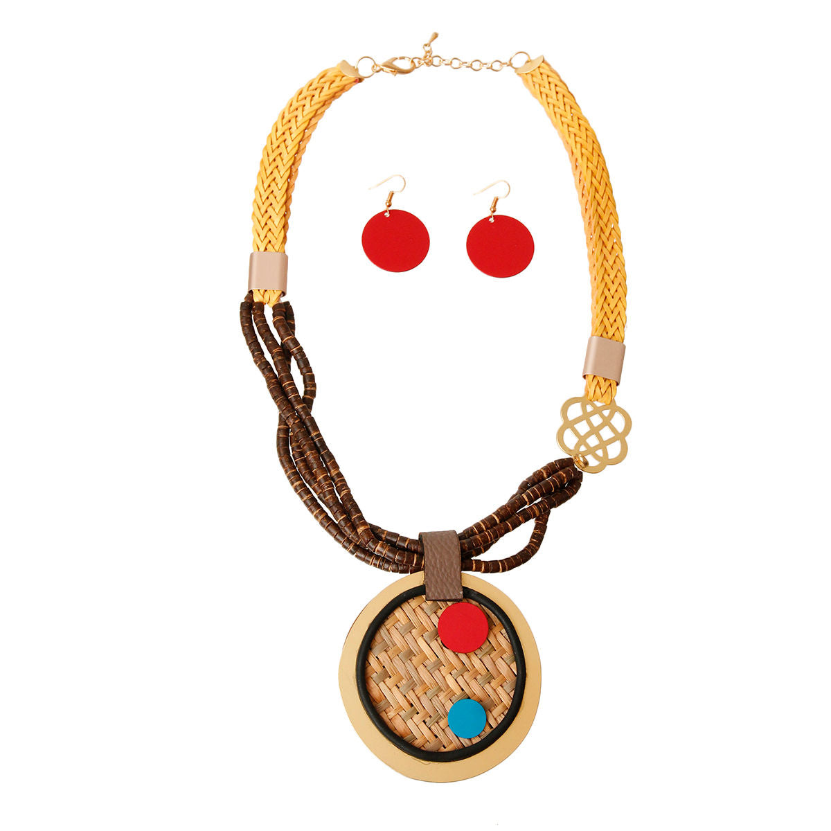 Mustard Leather Pendant Set|22 inches - Premium Wholesale Jewelry from Pinktown - Just $22! Shop now at chiquestyles