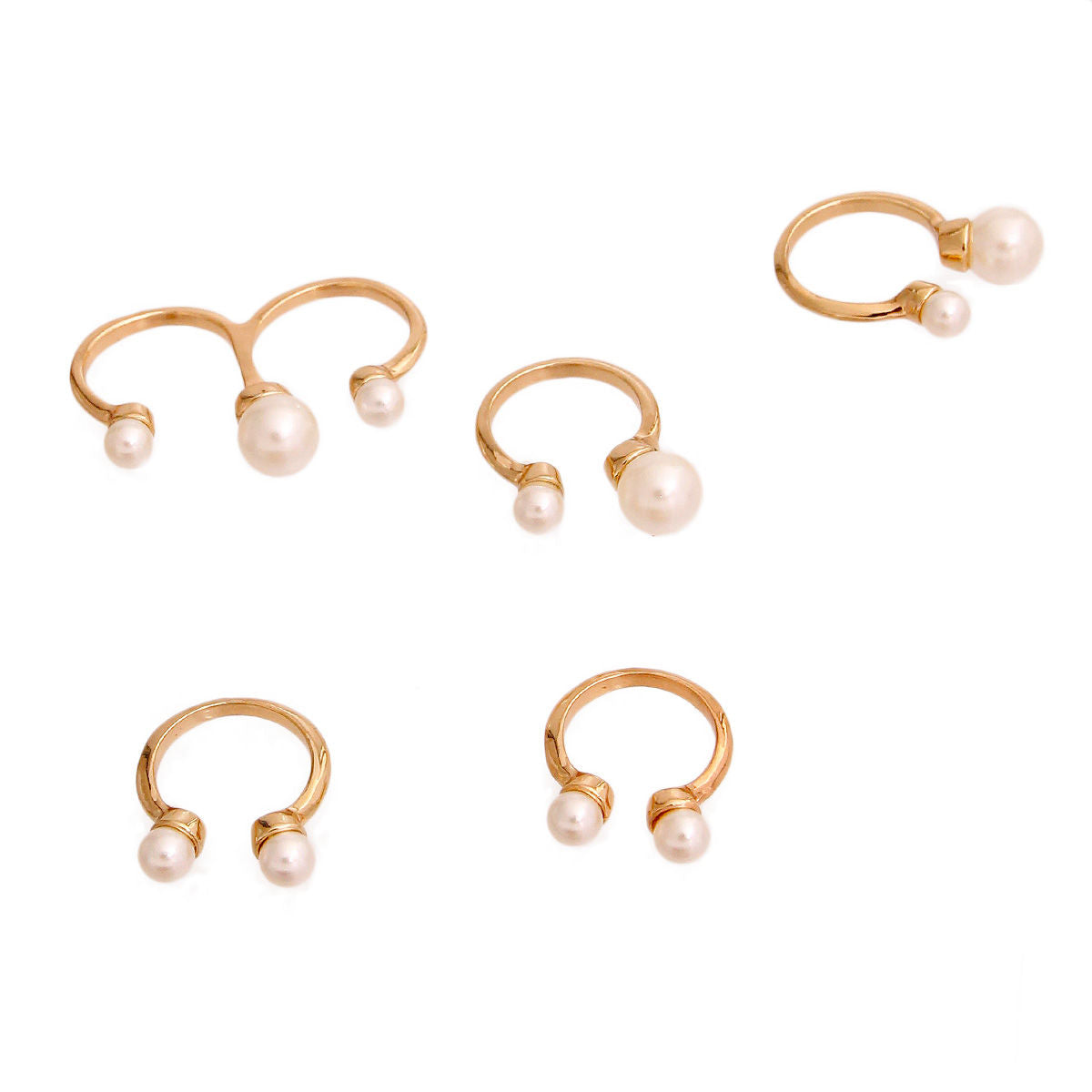 Cream Pearl Midi Ring Set|Adjustable - Premium Wholesale Jewelry from Pinktown - Just $11! Shop now at chiquestyles