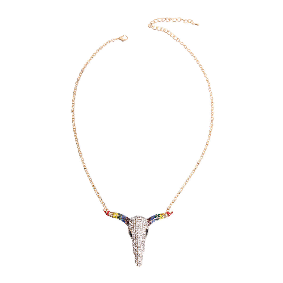 Rainbow Rhinestone Steer Necklace|18 inches - Premium Wholesale Jewelry from Pinktown - Just $11! Shop now at chiquestyles