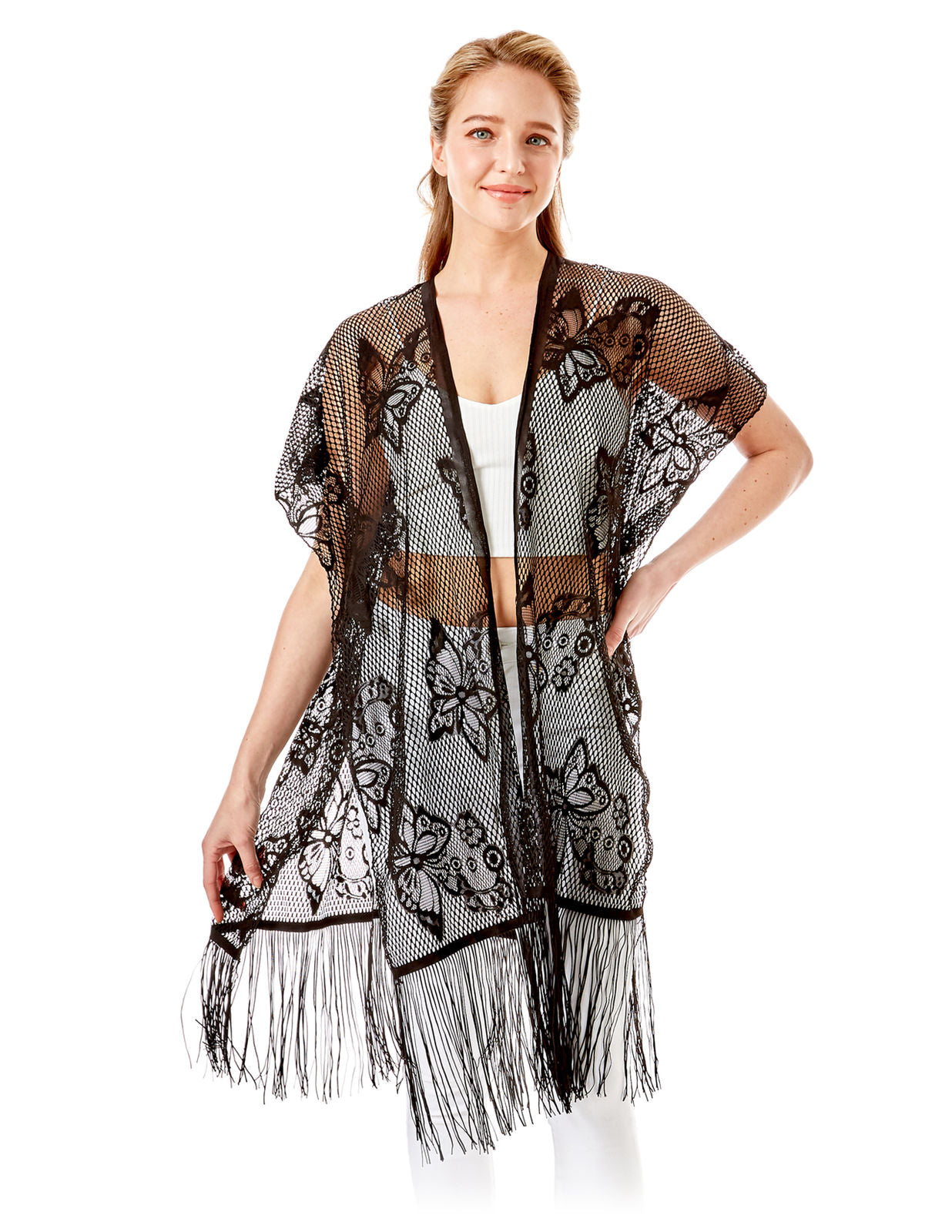 Black Lace Butterfly Beach Cover|33.4 x 31.4 inches - Premium Wholesale Fashion Accessories from Pinktown - Just $21! Shop now at chiquestyles