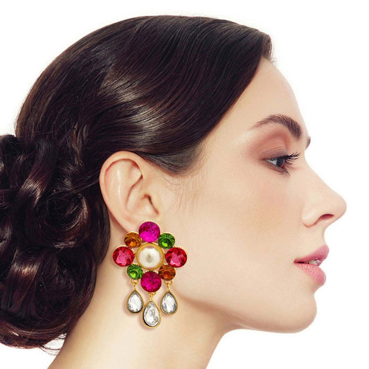 Multi Color Antique Flower Studs|2.15 inches - Premium Wholesale Jewelry from Pinktown - Just $12! Shop now at chiquestyles