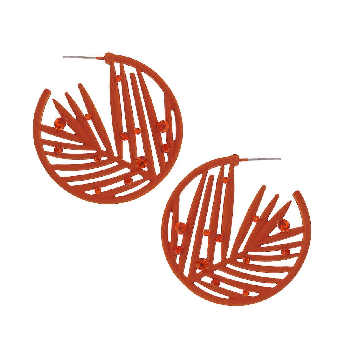 Burnt Orange Rubber Coated Leaf Hoops|1.54 inches - Premium Wholesale Jewelry from Pinktown - Just $6! Shop now at chiquestyles