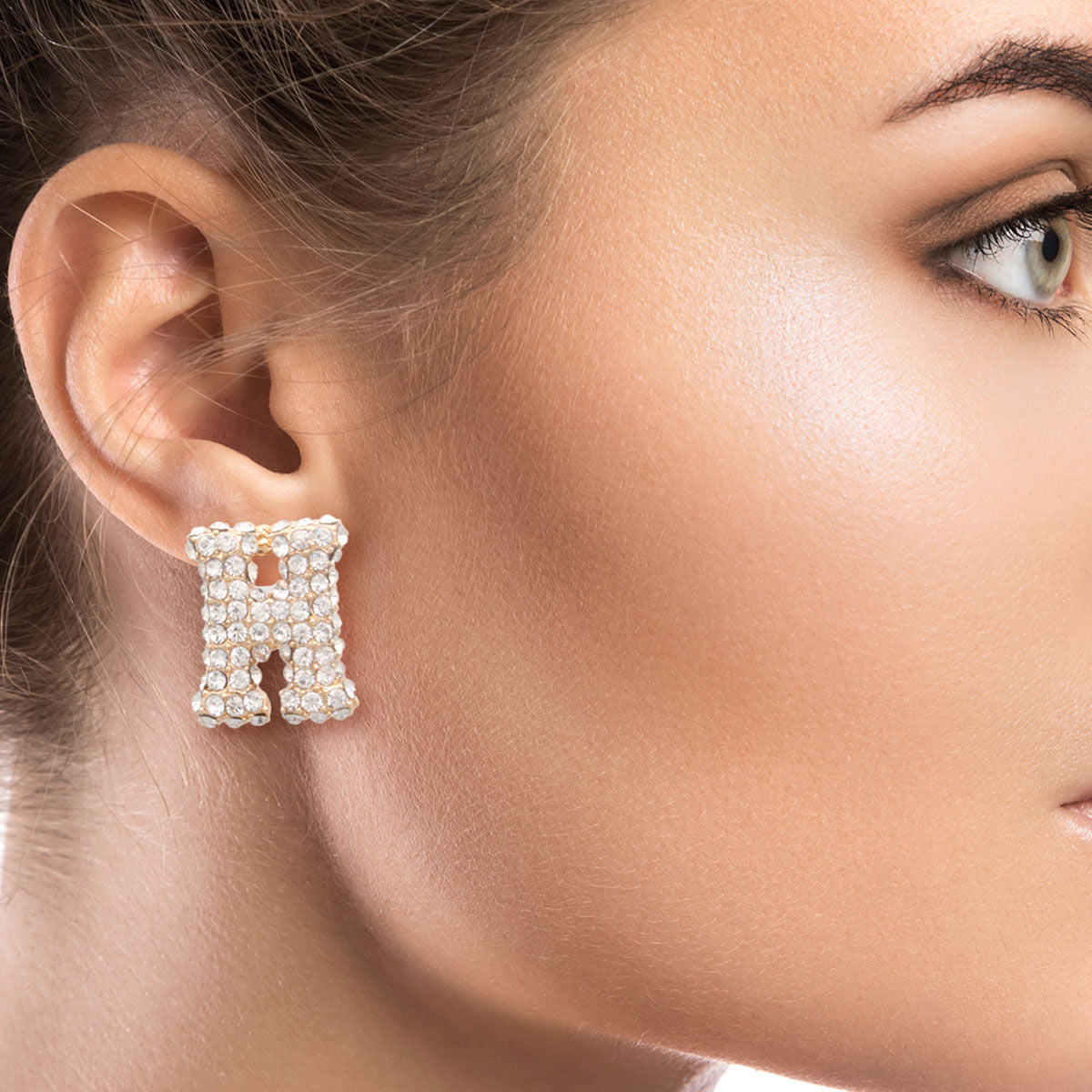 H Initial Rhinestone Studs|.85 inches - Premium Wholesale Jewelry from Pinktown - Just $11! Shop now at chiquestyles