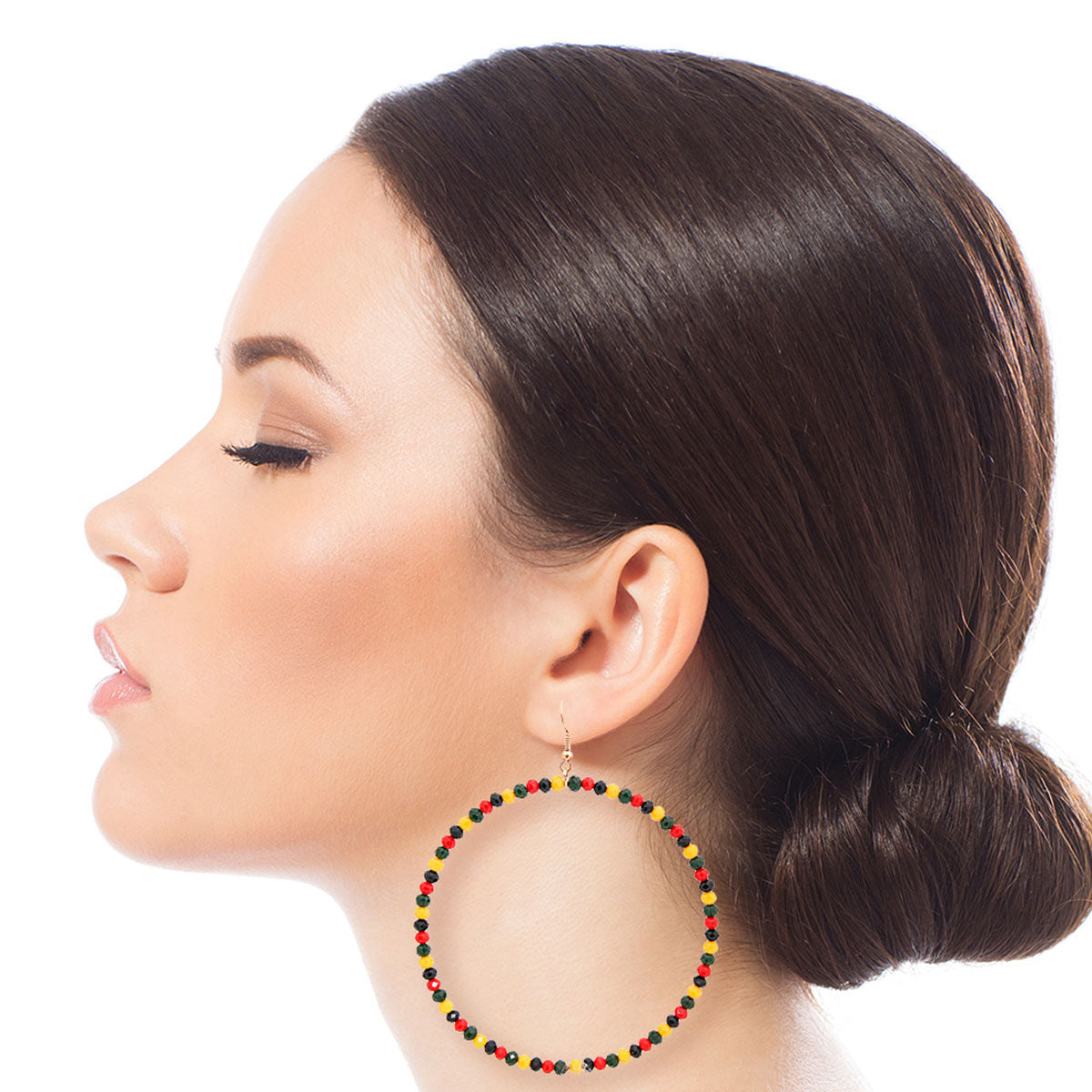 Tribal Color Bead Drop Hoops|3.25 inches - Premium Wholesale Jewelry from Pinktown - Just $9! Shop now at chiquestyles