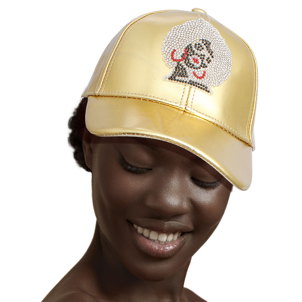 Gold Rhinestone Afro Woman Hat|Adjustable - Premium Wholesale Fashion Accessories from Pinktown - Just $15! Shop now at chiquestyles
