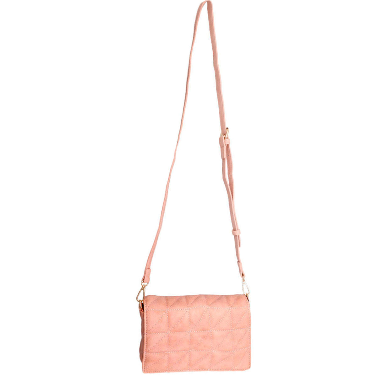 Blush Quilted Boxy Crossbody|8.3 x 5.5 x 2.4 inches - Premium Wholesale Fashion Accessories from Pinktown - Just $39! Shop now at chiquestyles