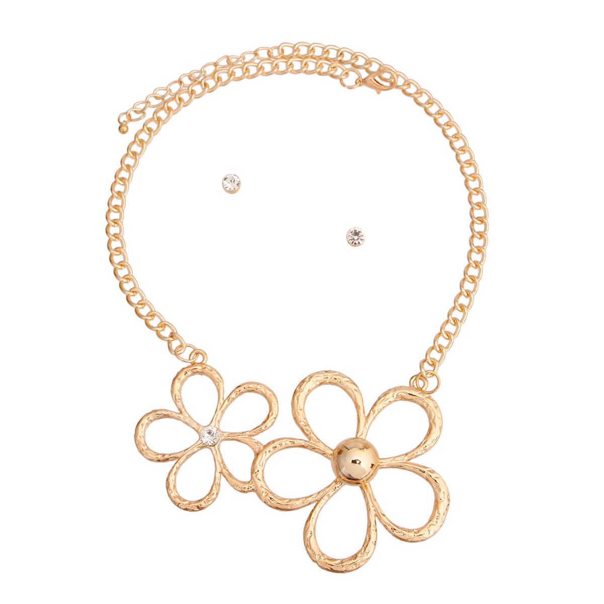 Gold Metal Flower Collar Set|18 inches - Premium Wholesale Jewelry from Pinktown - Just $14! Shop now at chiquestyles