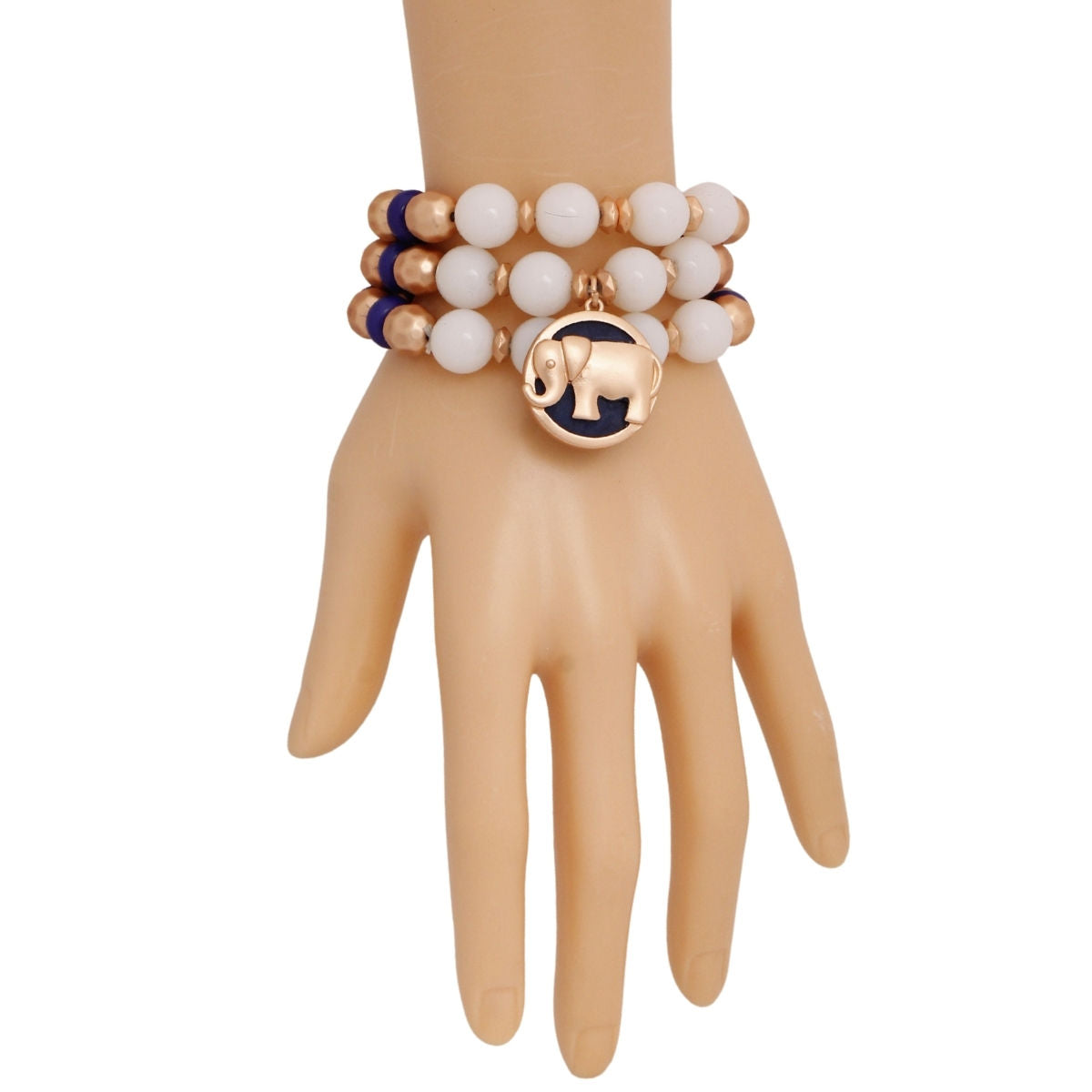 Blue Elephant Charm 3 Pcs Bracelets|Stretch to Fit - Premium Wholesale Jewelry from Pinktown - Just $12! Shop now at chiquestyles