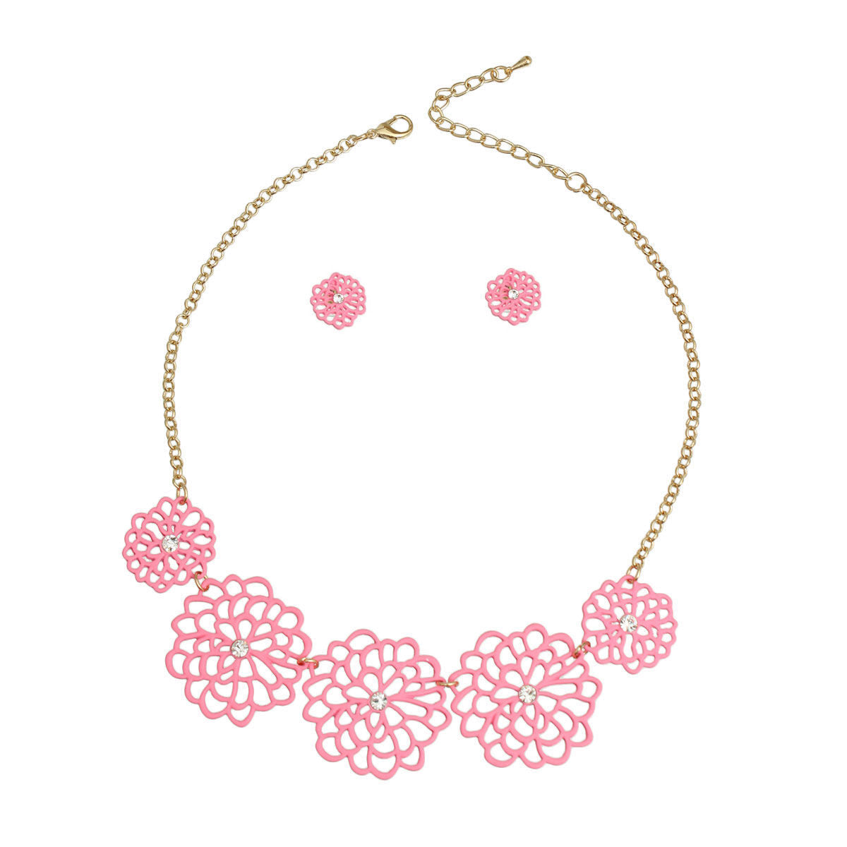 Pink Matte Metal Cut Out Flower Necklace - Premium Wholesale Jewelry from Pinktown - Just $12! Shop now at chiquestyles