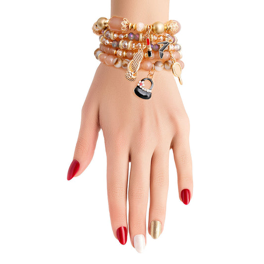 Brown Bead Fashion Charm Bracelets|Stretch to Fit - Premium Wholesale Jewelry from Pinktown - Just $13! Shop now at chiquestyles