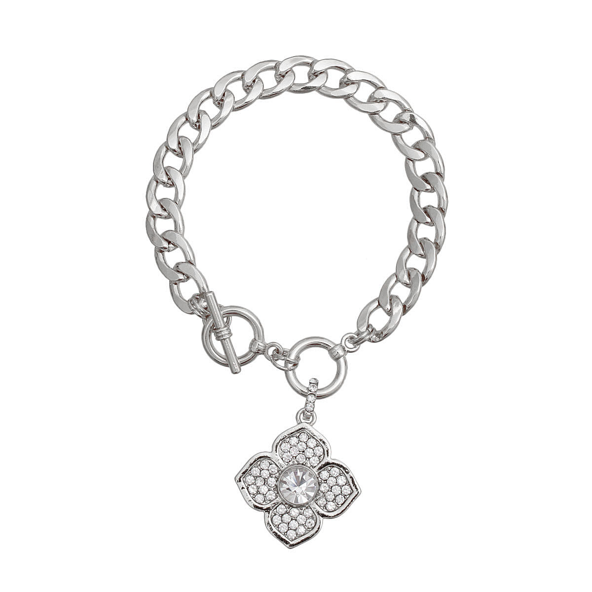 Silver Luxury French Designer Flower Bracelet|8 inches - Premium Wholesale Jewelry from Pinktown - Just $10! Shop now at chiquestyles