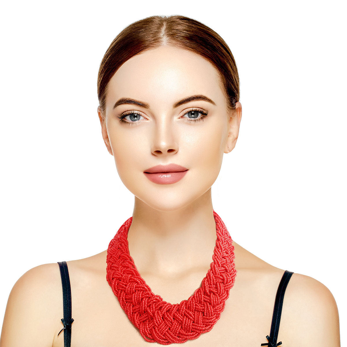 Red Seed Bead Braided Collar Set|18 inches - Premium Wholesale Jewelry from Pinktown - Just $11! Shop now at chiquestyles