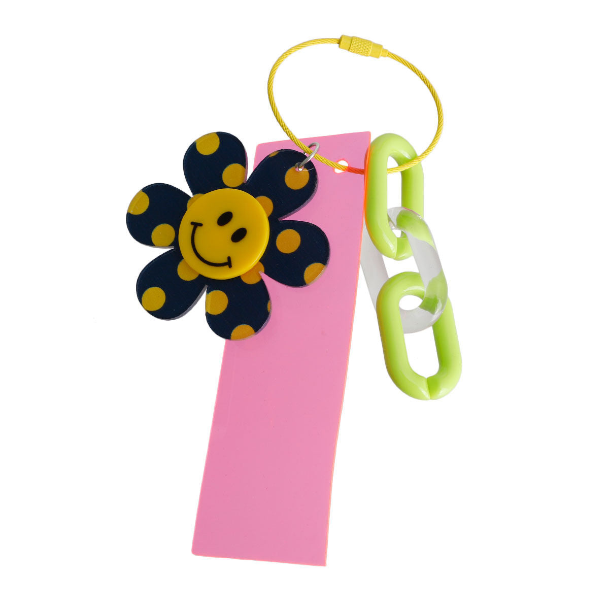 Neon Pink Navy Smiley Keychain Bag Charm|6.5 x 2.4 inches - Premium Wholesale Fashion Accessories from Pinktown - Just $10! Shop now at chiquestyles