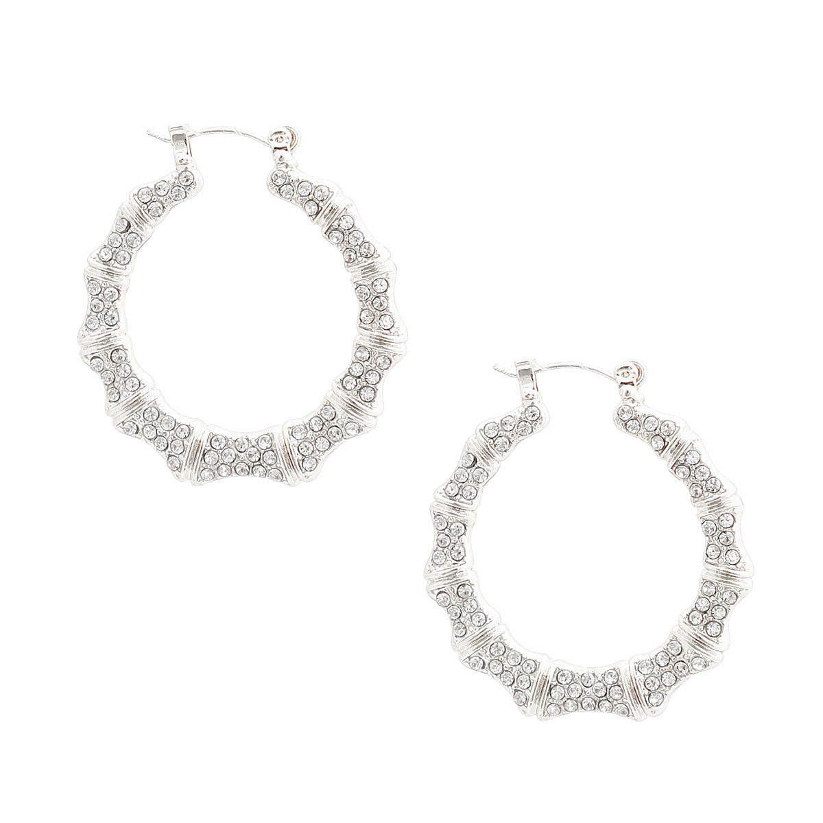 Silver Bling Thin Bamboo Hoops - Premium Wholesale Jewelry from Pinktown - Just $12! Shop now at chiquestyles