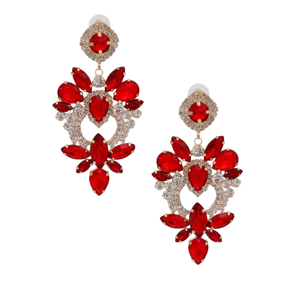 Red Glass Crystal Heart Earrings - Premium Wholesale Jewelry from Pinktown - Just $19! Shop now at chiquestyles