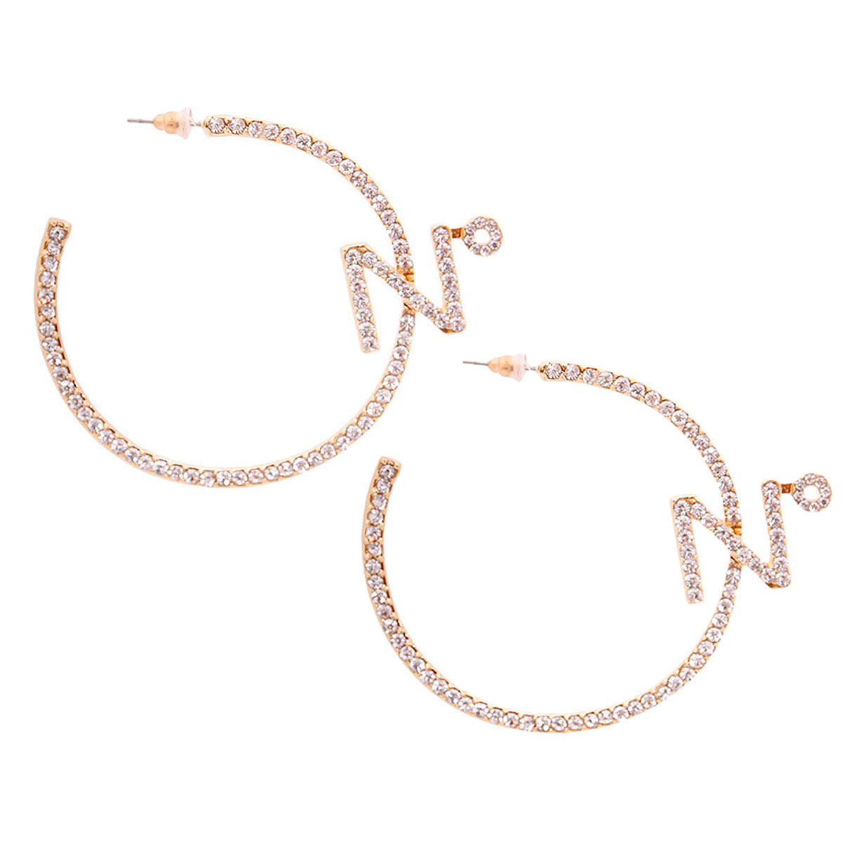 N Gold Rhinestone Hoops|2.25 inches - Premium Wholesale Jewelry from Pinktown - Just $11! Shop now at chiquestyles