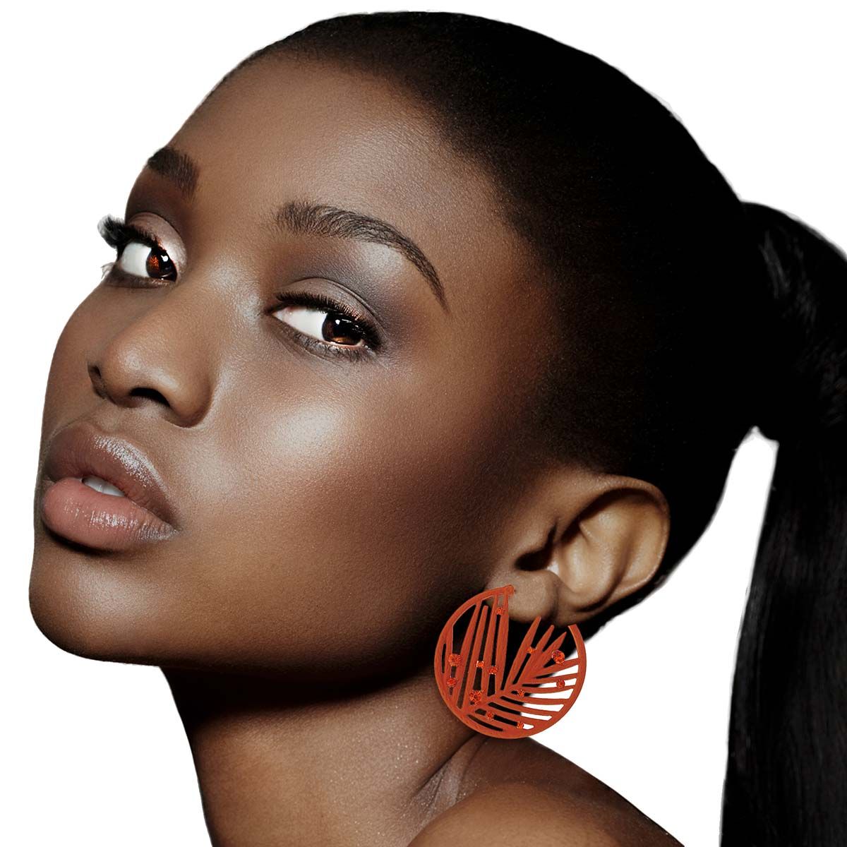 Burnt Orange Rubber Coated Leaf Hoops|1.54 inches - Premium Wholesale Jewelry from Pinktown - Just $6! Shop now at chiquestyles
