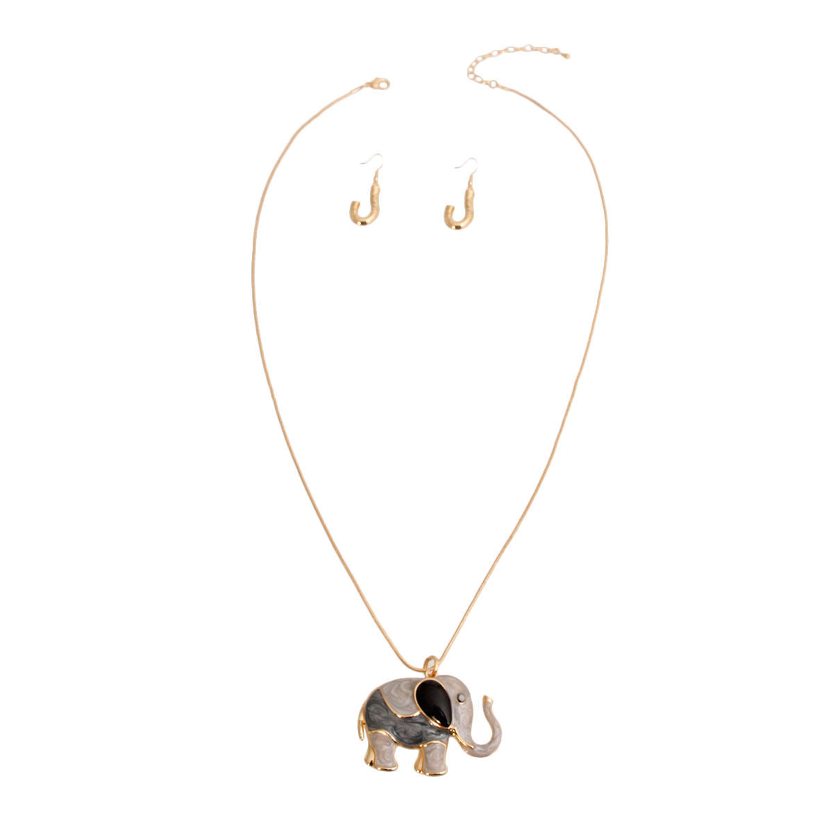 Long Gold Gray Elephant Swirled Set|30 inches - Premium Wholesale Jewelry from Pinktown - Just $16! Shop now at chiquestyles