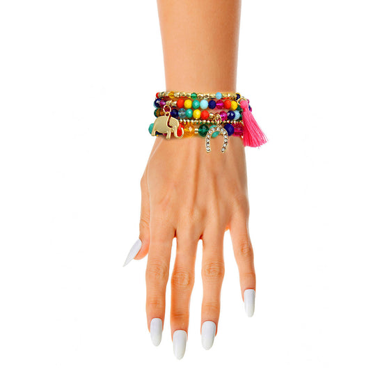 Rainbow Elephant Horseshoe Bracelets|Stretch to Fit - Premium Wholesale Jewelry from Pinktown - Just $13! Shop now at chiquestyles