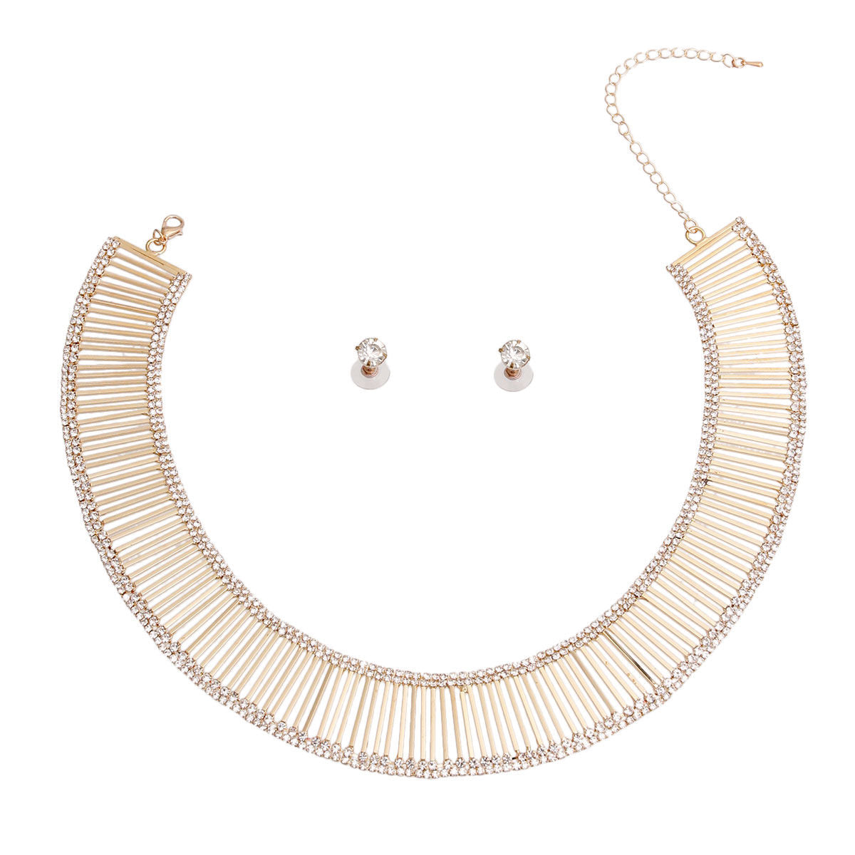 Gold Bar Rhinestone Collar|16 inches - Premium Wholesale Jewelry from Pinktown - Just $22! Shop now at chiquestyles