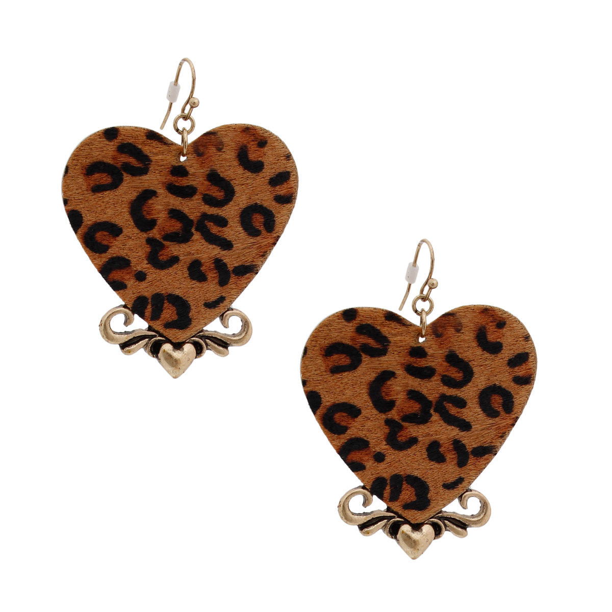 Leopard Print Leather Heart Earrings|1.85 inches - Premium Wholesale Jewelry from Pinktown - Just $11! Shop now at chiquestyles