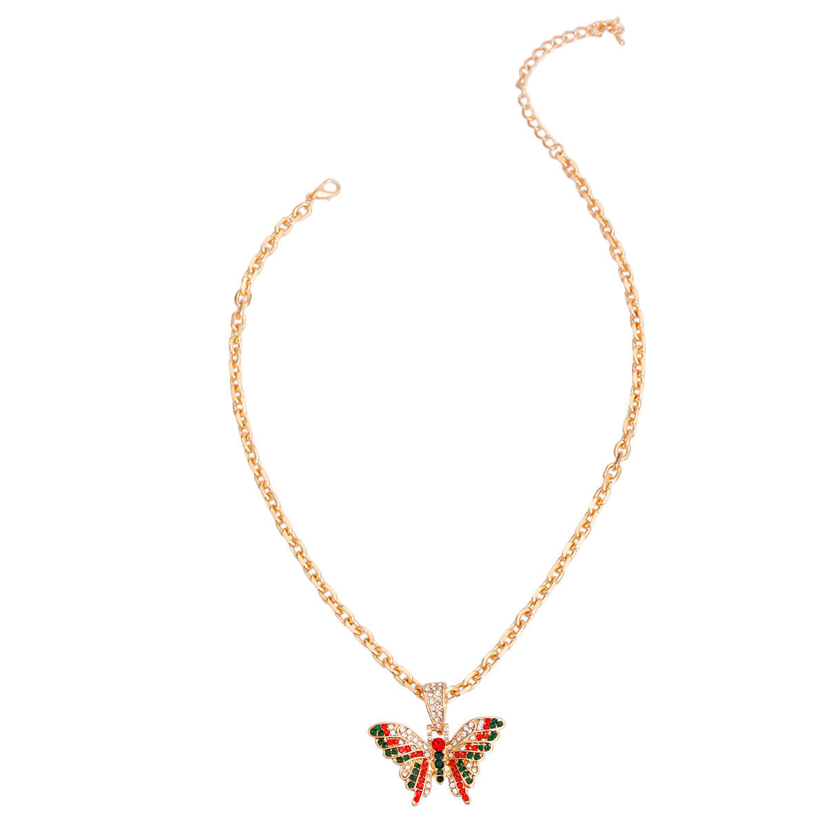 Red and Green Flutter Mini Butterfly Necklace|18 inches - Premium Wholesale Jewelry from Pinktown - Just $9! Shop now at chiquestyles