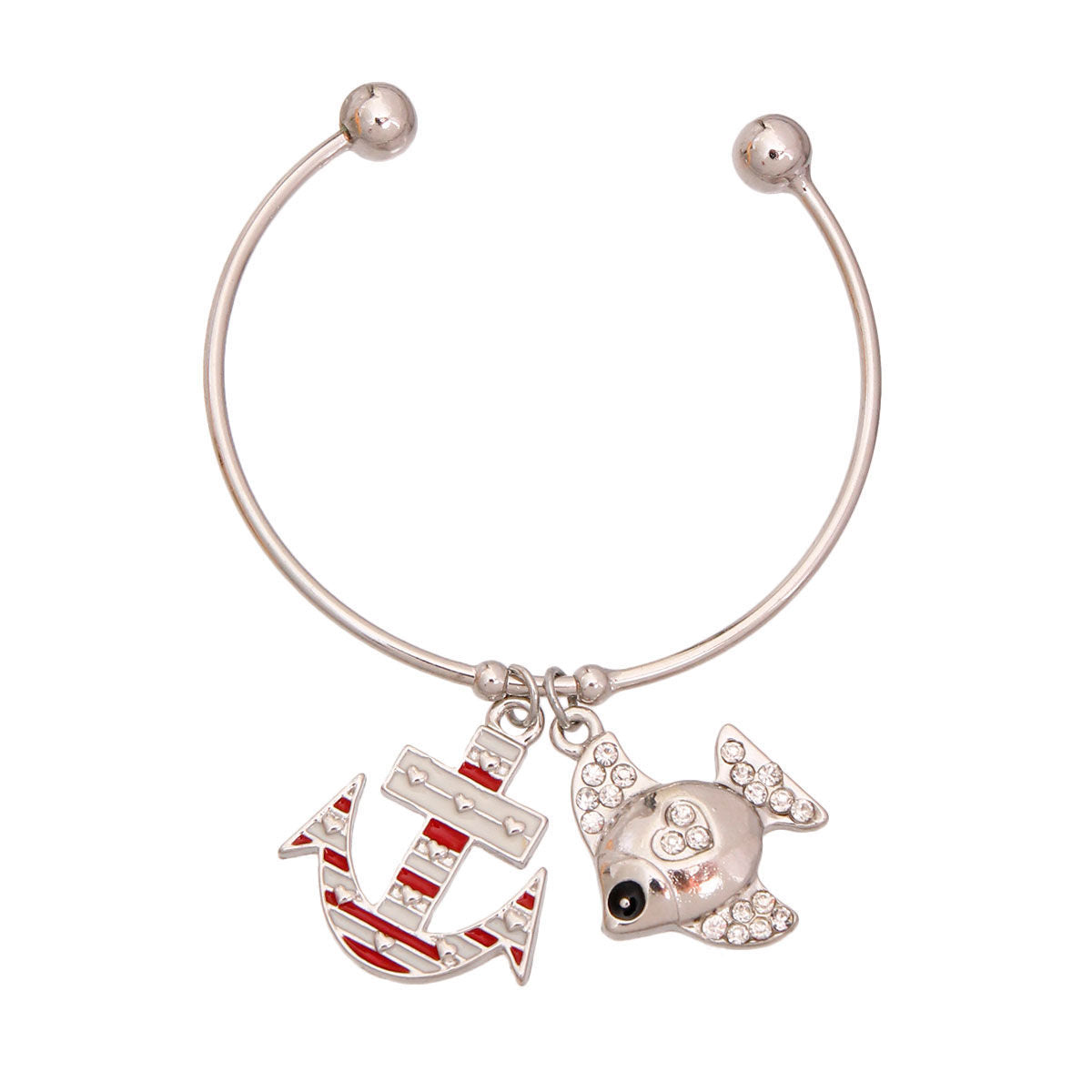 Burnished Silver Fish Charm Bracelet|Adustable - Premium Wholesale Jewelry from Pinktown - Just $5! Shop now at chiquestyles