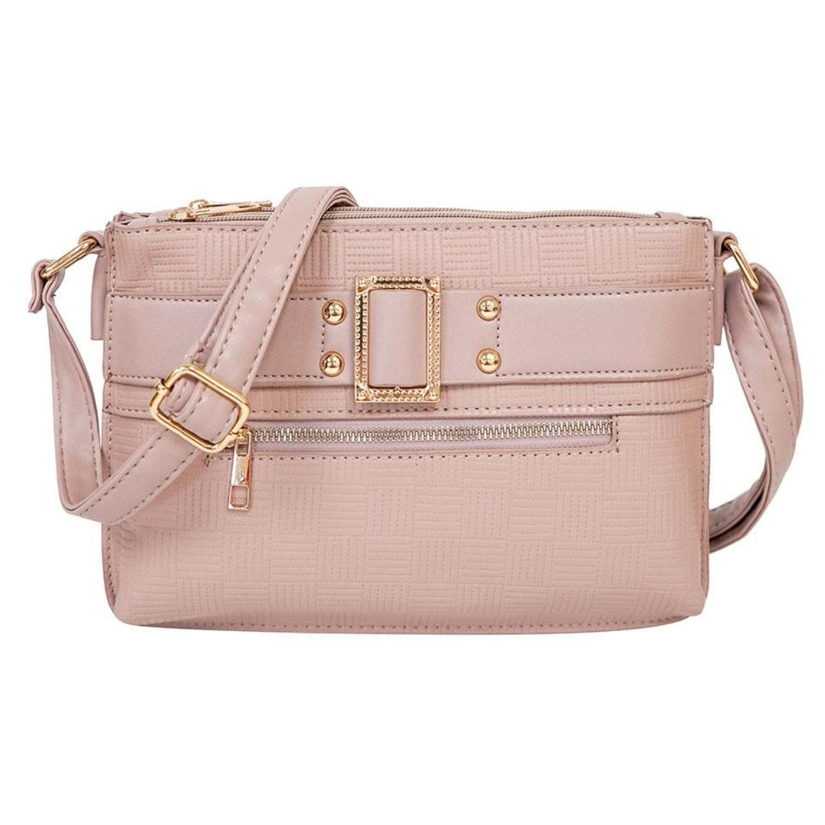 Mauve Leather Buckle Crossbody|10 x 8 x 2 inches - Premium Wholesale Fashion Accessories from Pinktown - Just $38! Shop now at chiquestyles