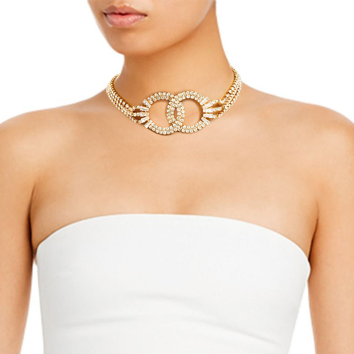 Gold 4 Row Pave Infinity Link Choker - Premium Wholesale Jewelry from Pinktown - Just $15! Shop now at chiquestyles