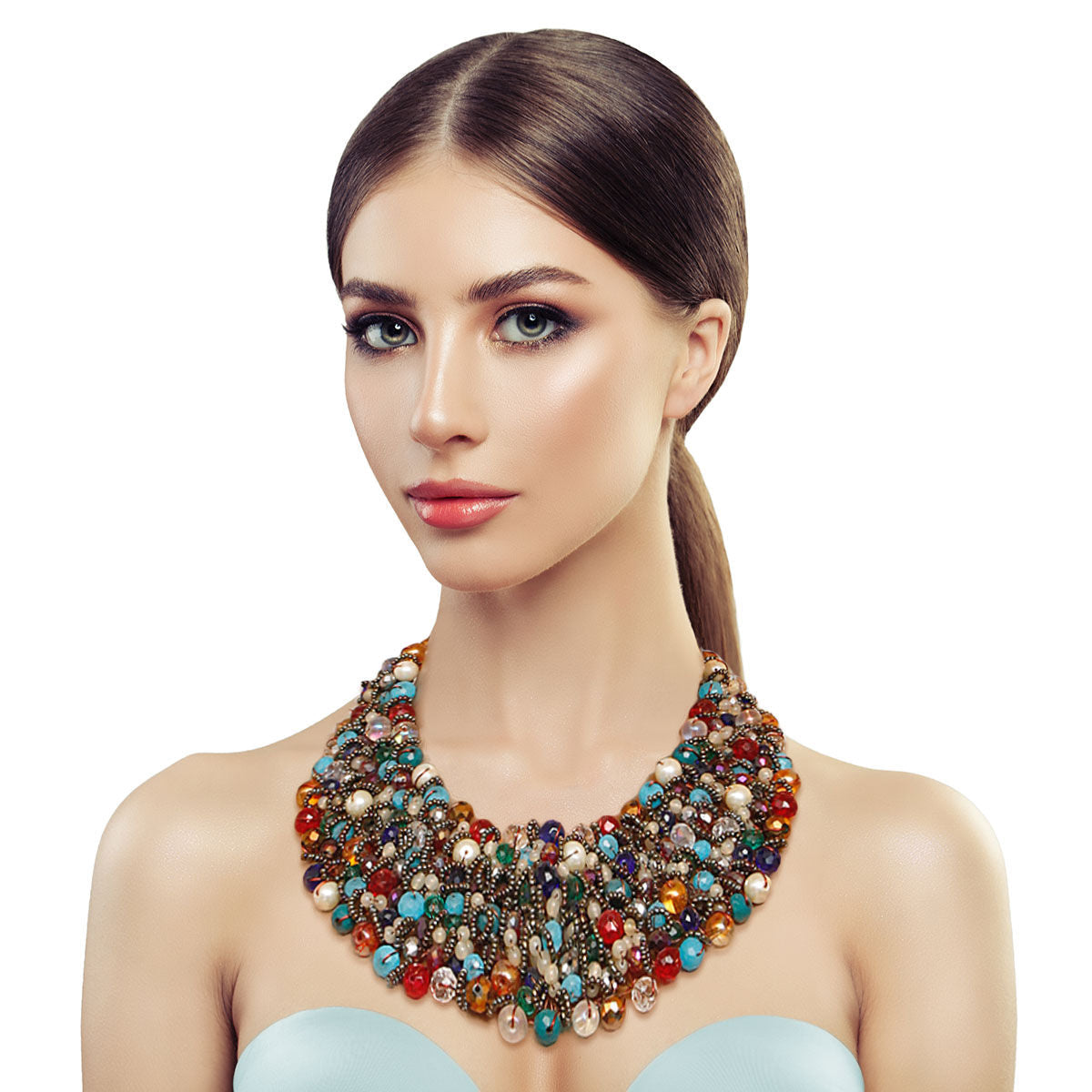 Multi Color and Hematite Bead Copper Bib|18 inches - Premium Wholesale Jewelry from Pinktown - Just $40! Shop now at chiquestyles