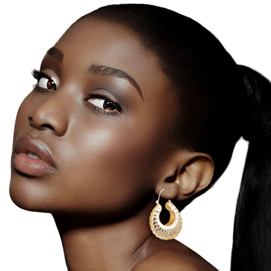 Gold Metal Croissant Hoops|1.25 inches - Premium Wholesale Jewelry from Pinktown - Just $9! Shop now at chiquestyles