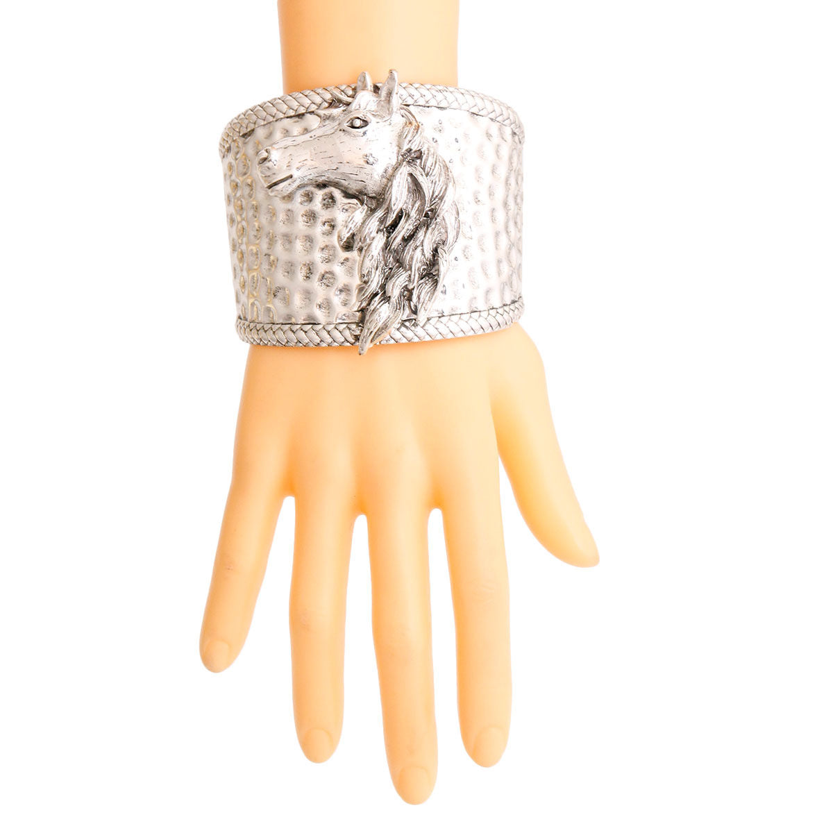 Burnished Silver Horse Hammered Cuff|Adjustable - Premium Wholesale Jewelry from Pinktown - Just $13! Shop now at chiquestyles