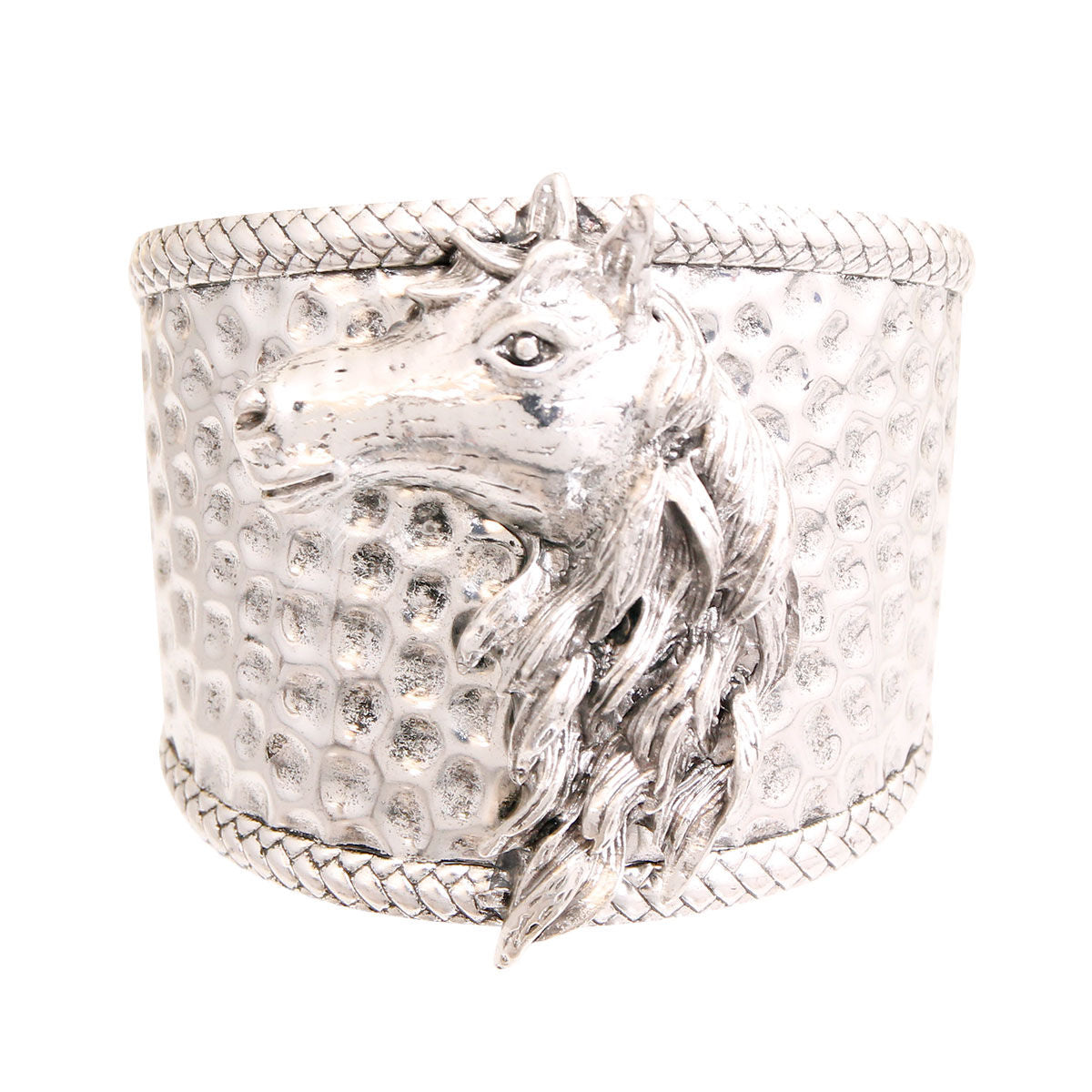 Burnished Silver Horse Hammered Cuff|Adjustable - Premium Wholesale Jewelry from Pinktown - Just $13! Shop now at chiquestyles
