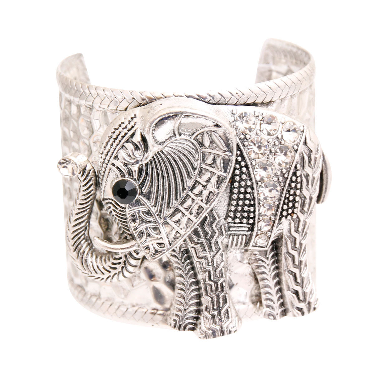 Burnished Silver Engraved Elephant Cuff|Adjustable - Premium Wholesale Jewelry from Pinktown - Just $13! Shop now at chiquestyles