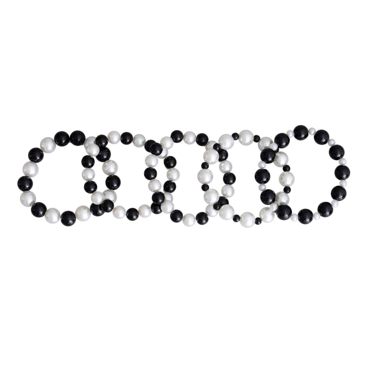 Black White Pearl Bracelets 5 Pcs|Stretch to Fit - Premium Wholesale Jewelry from Pinktown - Just $6! Shop now at chiquestyles