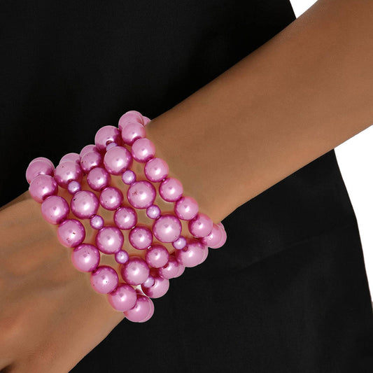Purple Pearl Bracelets 5 Pcs|Stretch to Fit - Premium Wholesale Jewelry from Pinktown - Just $6! Shop now at chiquestyles