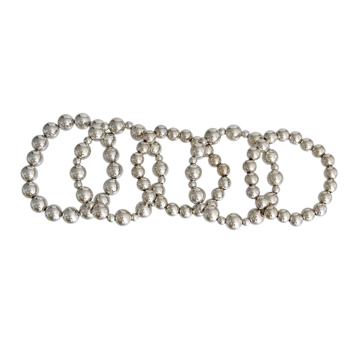 Silver Pearl Bracelets 5 Pcs|Stretch to Fit - Premium Wholesale Jewelry from Pinktown - Just $6! Shop now at chiquestyles