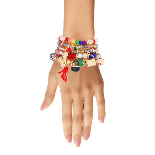 Rainbow Fashion Charm Bracelets|Stretch to Fit - Premium Wholesale Jewelry from Pinktown - Just $14! Shop now at chiquestyles